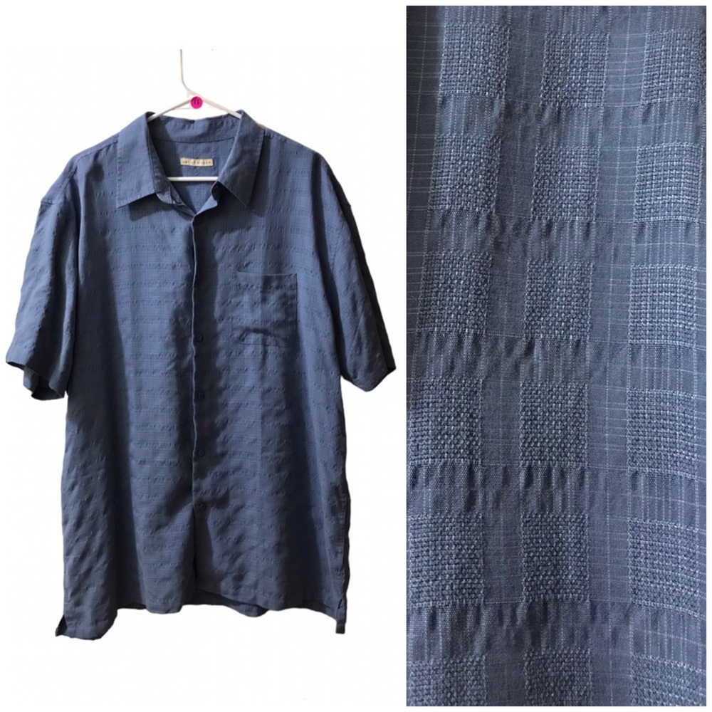 Age of Wisdom Short Sleeve Button Down Dress Shirt, Modal Resort Blue Mens XXL